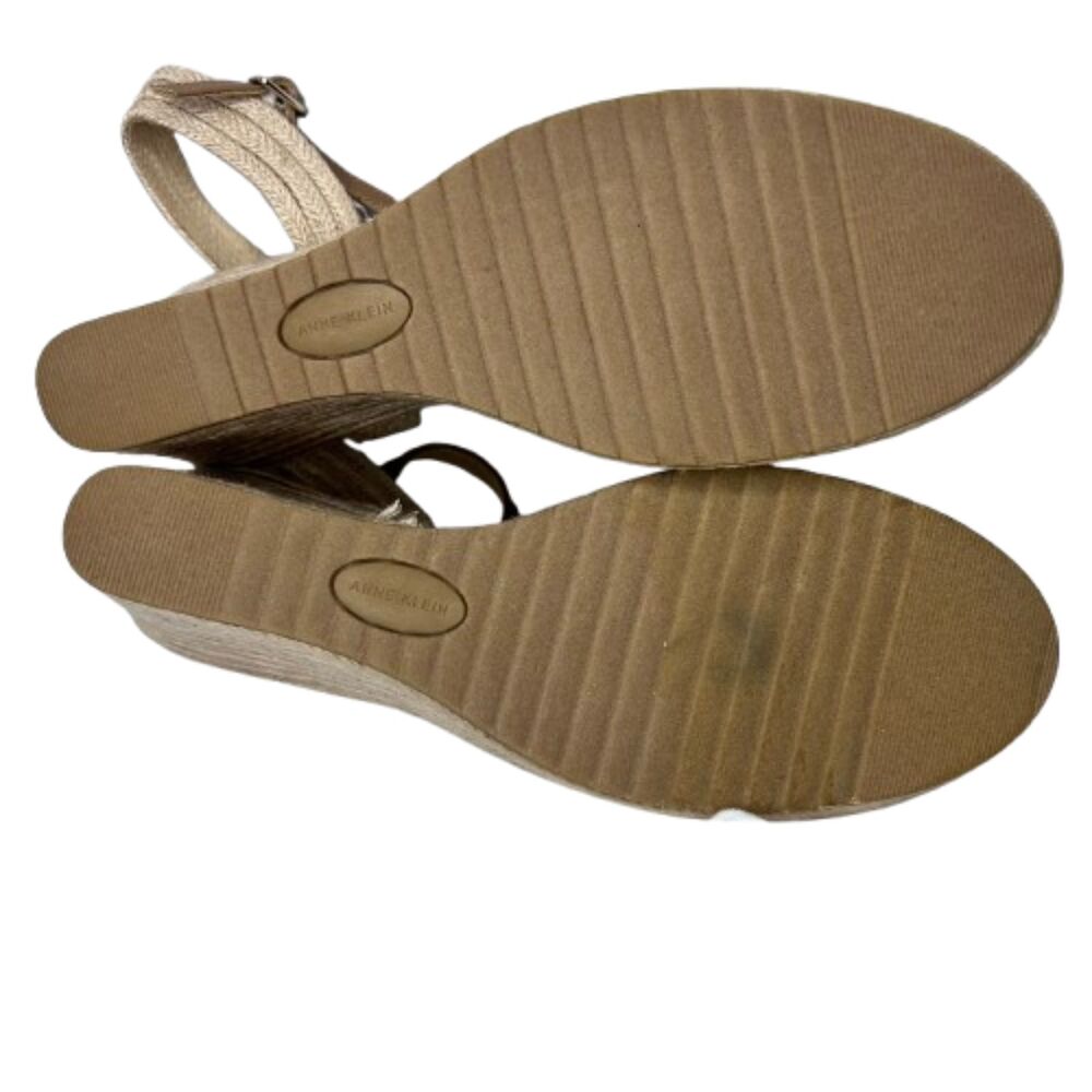 Anne Klein NWOB Beige Espadrille Ankle Strap Summer Shoes Wedge Sandals 11M - Picture 6 of 7